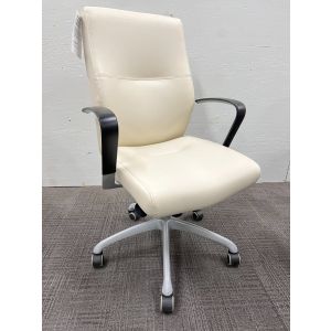 Krug White Leather Conference Chair