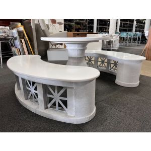 Roman Round Table and Bench Set