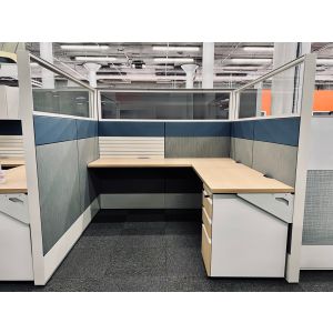 Haworth Compose Workstation with Framed Glass (6'D x 6'W x 66"H)