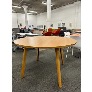 48" Round Veneer Wooden Table