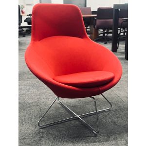 Allermuir Conic Lounge Chair w/ Headrest (Red/Chrome)