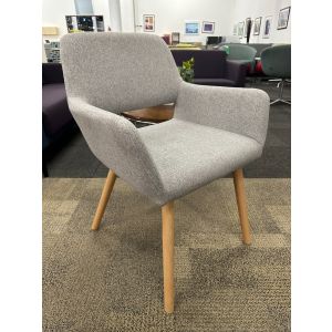 Grey Fabric Side Chair (Grey/Maple)