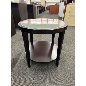 Espresso End Table w/ Frosted Glass