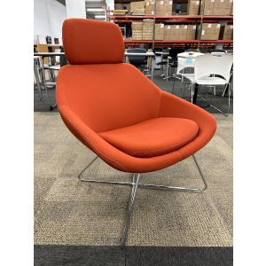 Allermuir Open Lounge Chair w/ Headreast (Orange/Chrome)