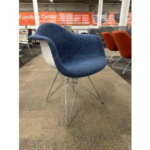 Modern Fully Upholstered Side Chair (Blue/Chrome)