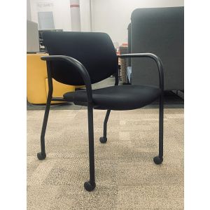SitOnIt Black Stack Chair w Casters (Black/Black)