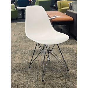 Herman Miller Eames Molded Plastic Side Chair (White/Chrome)