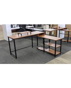 Gelibo L-Shaped Desk (Rustic Brown)