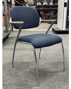 Thonet Stack Chair w/ Wooden Arms (Blue/Chrome)