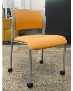 Steelcase Move Guest Side Chair armless w/ Casters (Grey/Orange)